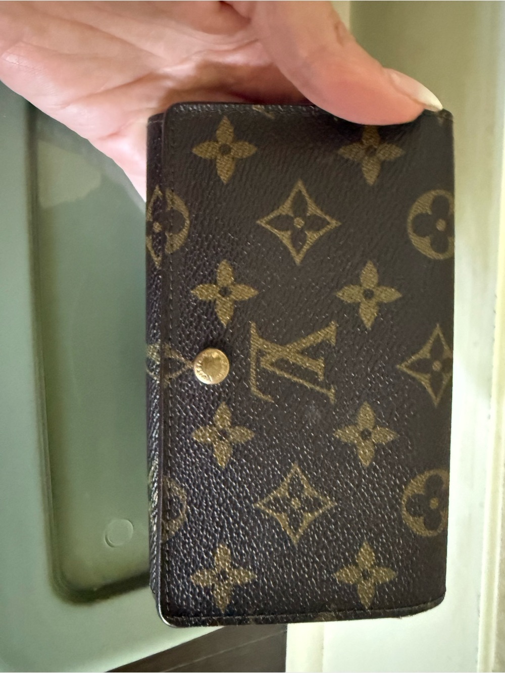 Louis Vuitton Monogram Fold Wallet - Brown & Gold Accents